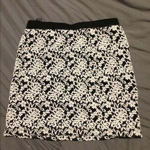 Black & White Floral Mini Skirt